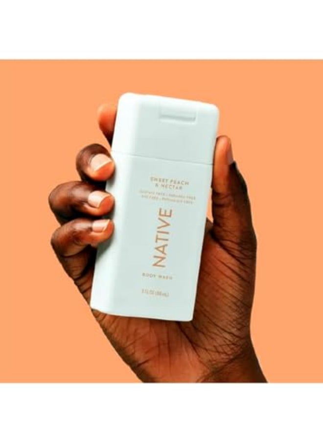 Native Travel Size Body Wash Sweet Peach Nectar 3 oz 2 Pack - Image 1