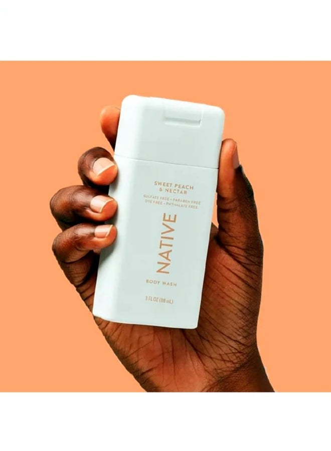 Native Travel Size Body Wash Sweet Peach Nectar 3 oz 2 Pack - Image 2
