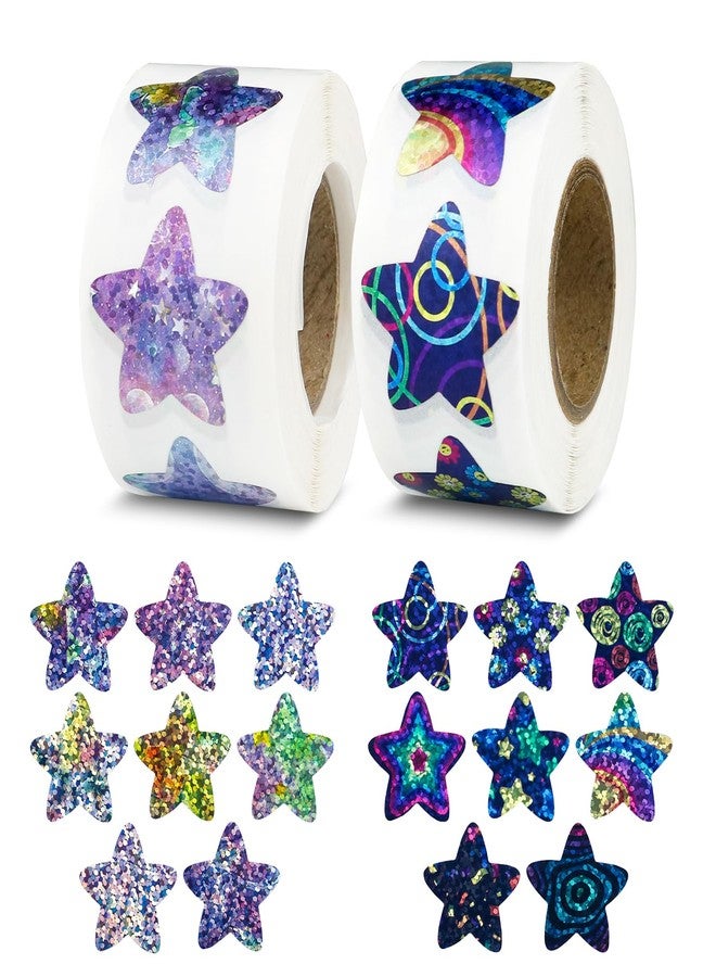 Aecsze 1000 PCS Star Stickers for Kids Reward(16 Designs), Space Galaxy Sticker, Glitter Star Stickers Colored Shiny Labels for Behavior Chart Student Planner Teacher Supplies, Reward Sticker - Image 1