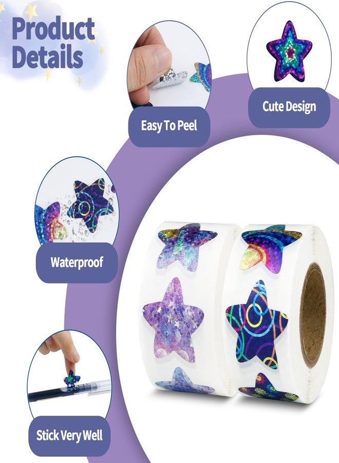 Aecsze 1000 PCS Star Stickers for Kids Reward(16 Designs), Space Galaxy Sticker, Glitter Star Stickers Colored Shiny Labels for Behavior Chart Student Planner Teacher Supplies, Reward Sticker - Image 3