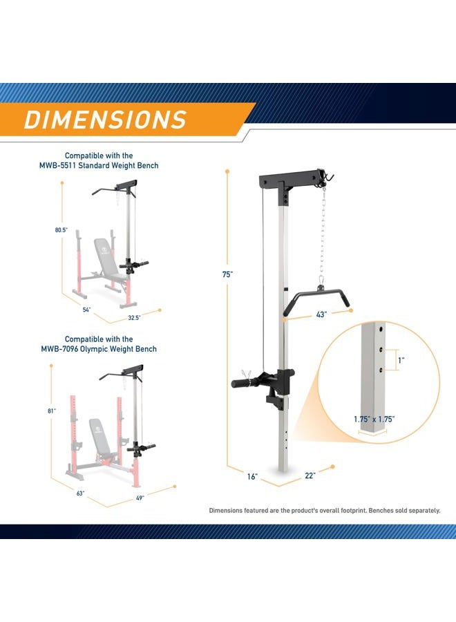 Marcy Weight Bench Accessory - LAT Tower ACC-8048LT - Image 2