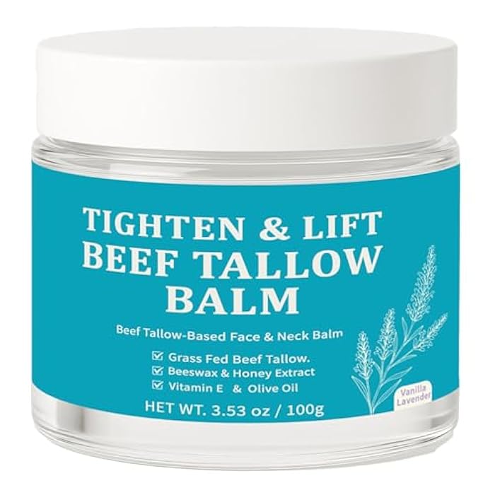 Peehss Tighten & Lift Beef Tallow Balm, Grass Fed Tallow-Based Face & Neck Balm Skin Care for Women, Whipped Organic Tallow Cream Facial Moisturizer with Beeswax & Honey Extract Vitamin E & Olive Oil(1) - Image 1