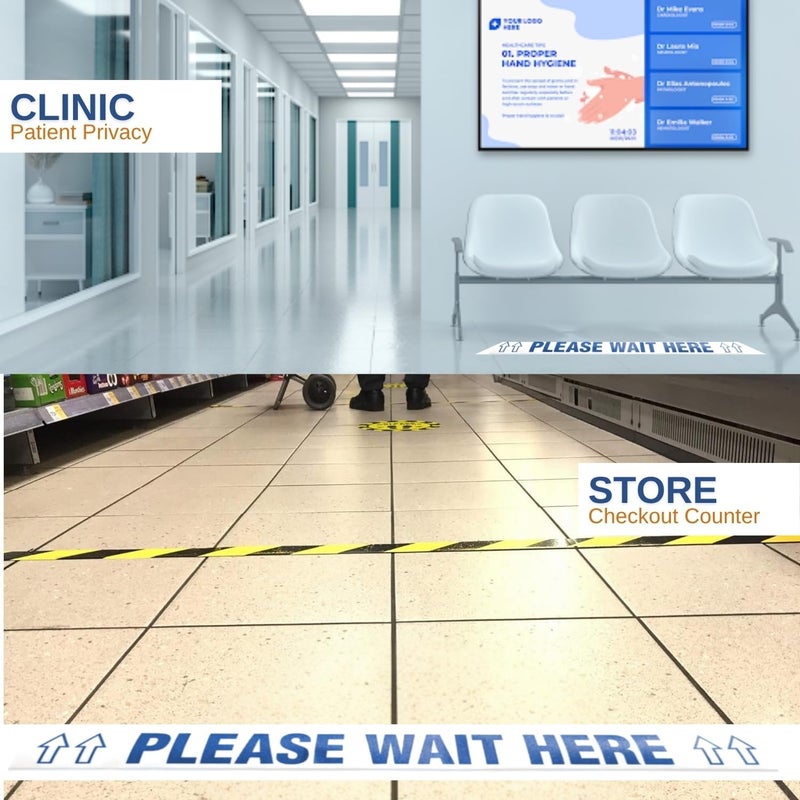 LiteMark Please Wait HERE Floor Signs, Durable Queue Line Sticker for HIPAA, Patient Privacy, Store Checkout, Ticket Counter, Slip Resistant Safety Decal, (Pack of 4) - Image 5