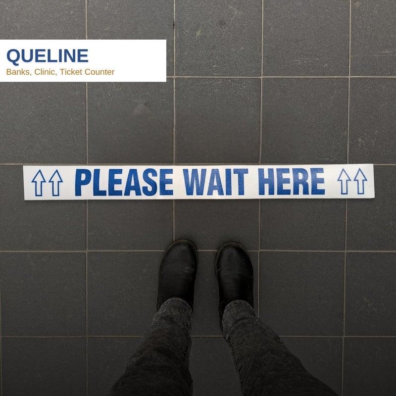 LiteMark Please Wait HERE Floor Signs, Durable Queue Line Sticker for HIPAA, Patient Privacy, Store Checkout, Ticket Counter, Slip Resistant Safety Decal, (Pack of 4) - Image 3