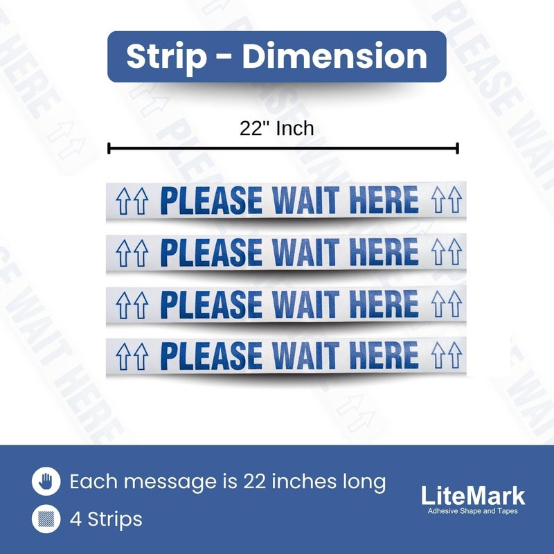 LiteMark Please Wait HERE Floor Signs, Durable Queue Line Sticker for HIPAA, Patient Privacy, Store Checkout, Ticket Counter, Slip Resistant Safety Decal, (Pack of 4) - Image 2