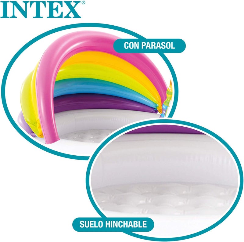 Intex Unicorn Baby Pool - Inflatable Kids Play Pool with Rainbow Canopy 127x102x69cm - Image 3