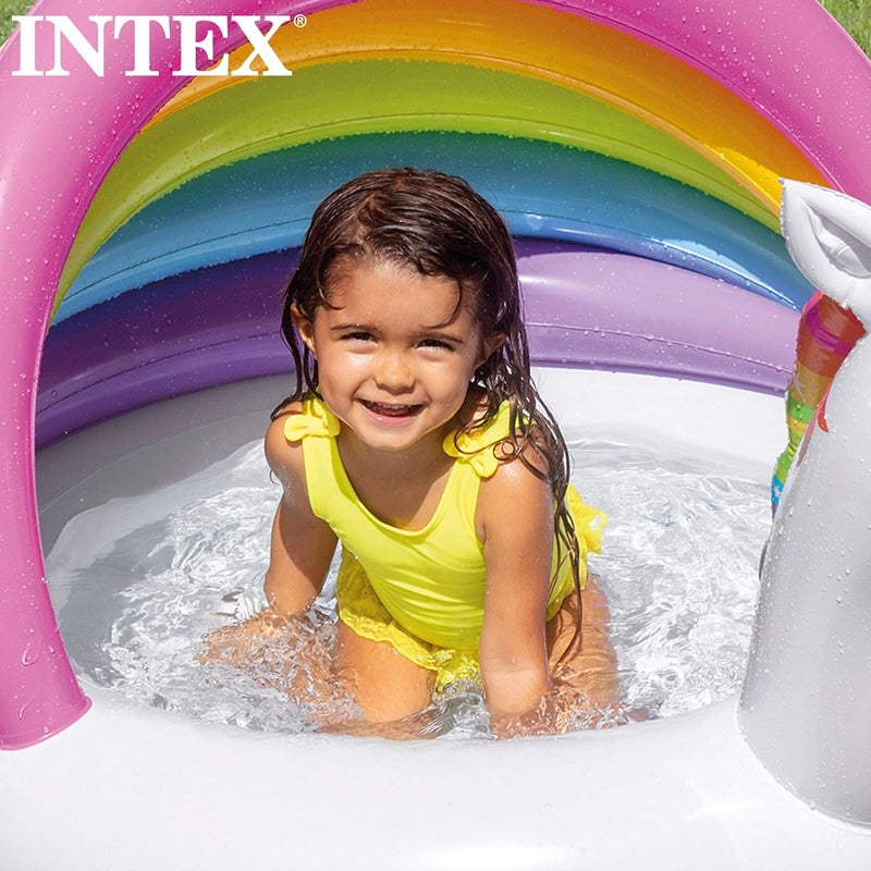 Intex Unicorn Baby Pool - Inflatable Kids Play Pool with Rainbow Canopy 127x102x69cm - Image 5