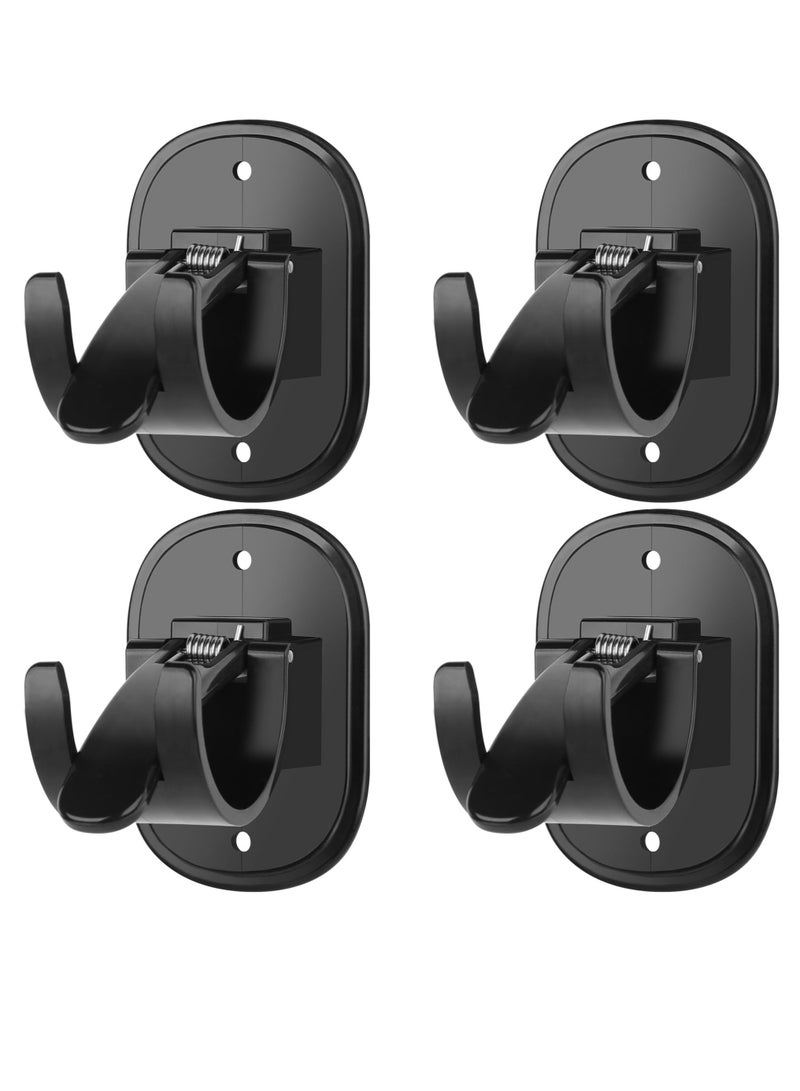 Zikra Self Adhesive Curtain Rod Bracket, 4 Count Universal Plastic Curtain Rod Holders, Can be Drilled or Self-Adhesive, Curtain Rod Hooks for Bathroom, Bedroom, Livingroom, Kitchen, Black - Image 1