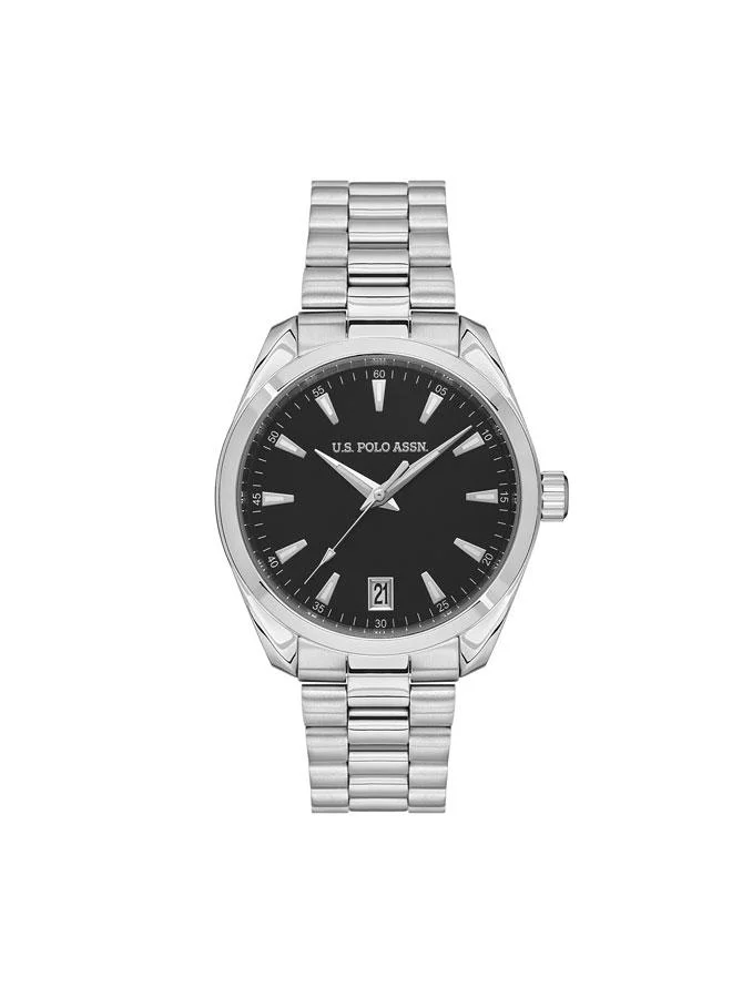 يو اس بولو اسن Fundamental 41mm Men's Watch with Black Dial & Stainless Steel Bracelet