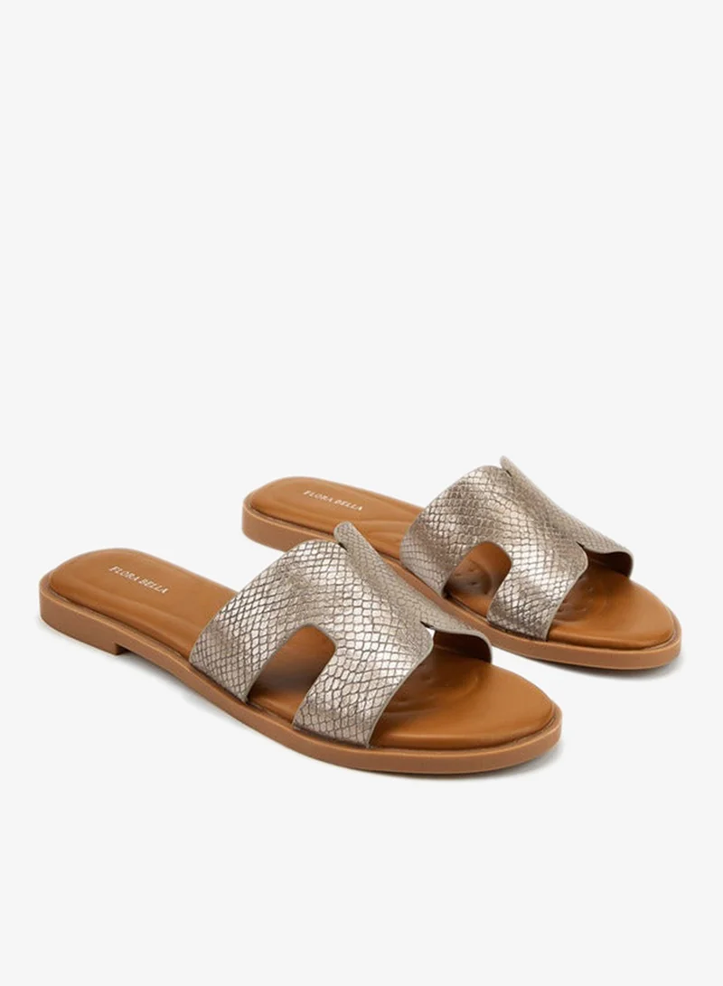 Flora Bella By Shoexpress Textured Slip-On Flat Sandals