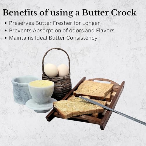 OceanicX White Marble Butter Keeper with Lid | Soft Spreadable French Butter Crock for Countertop | Home and Kitchen Decor | Large (3 oz Capacity) - Image 5