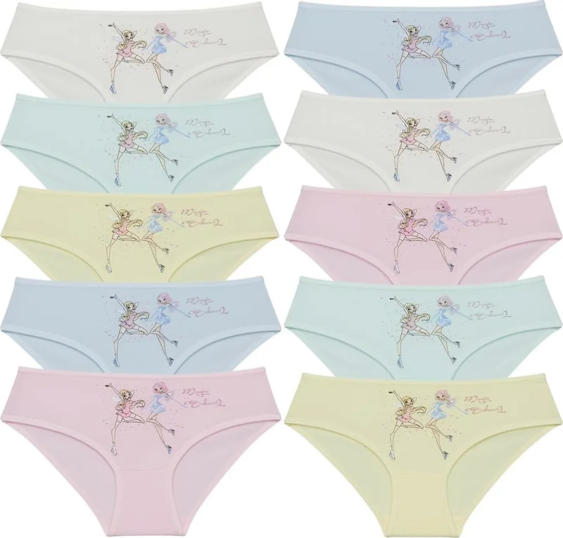 دونيلا 10 Pieces Colorful Ballerina Printed Girl's Panties - 415098