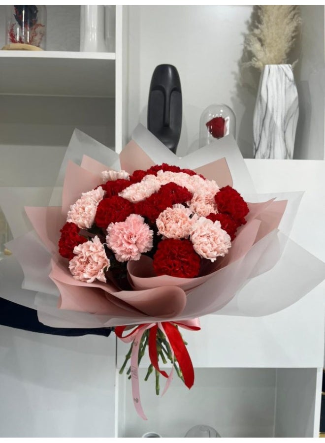 Big Buds Flowers حديقة الحب 25 قرنفل وردي وأحمر - Image 1