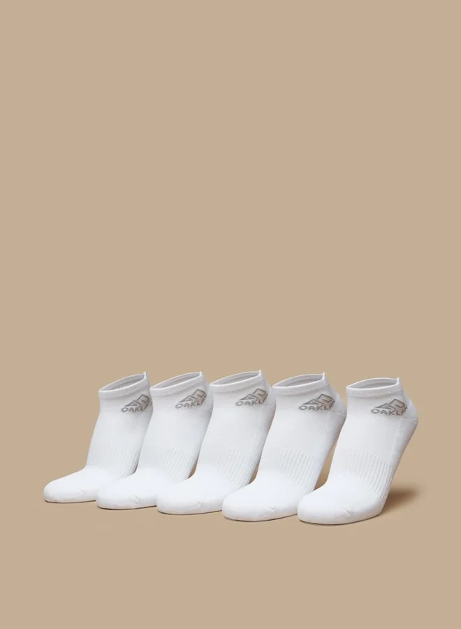 OAKLAN Men's Logo Print Ankle Length Sports Socks - Set of 5