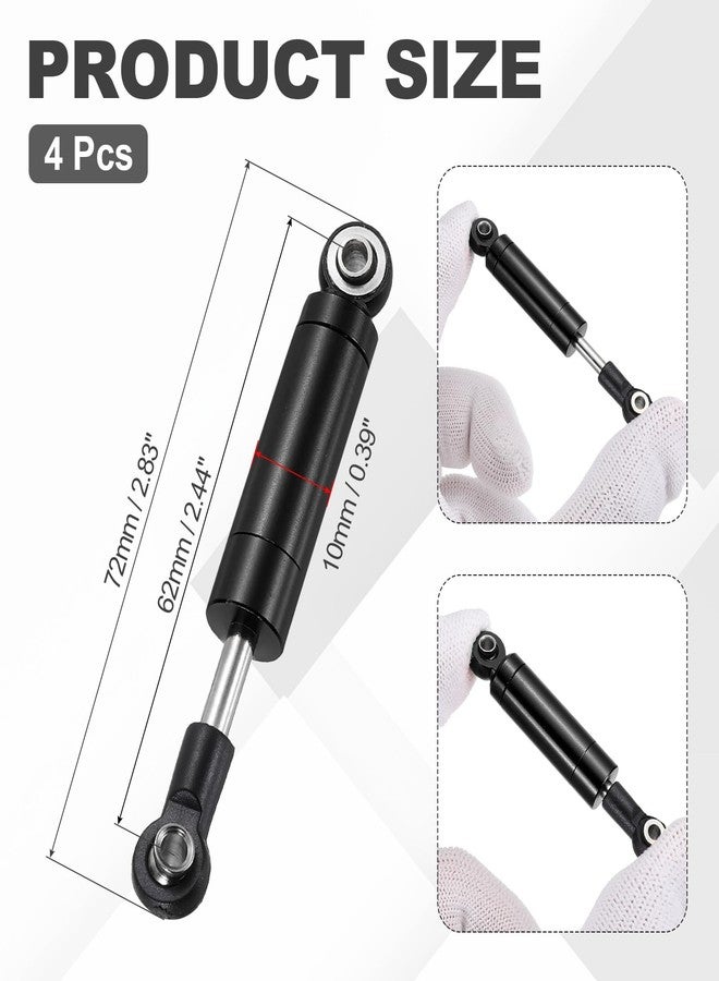 MECCANIXITY 4 Pcs RC Shock Absorber 1/10 62mm Internal Spring Oil Shock Absorber Dampers for 1/10 RC Car Crawler Racing Truck Upgrade Parts, Black - Image 2