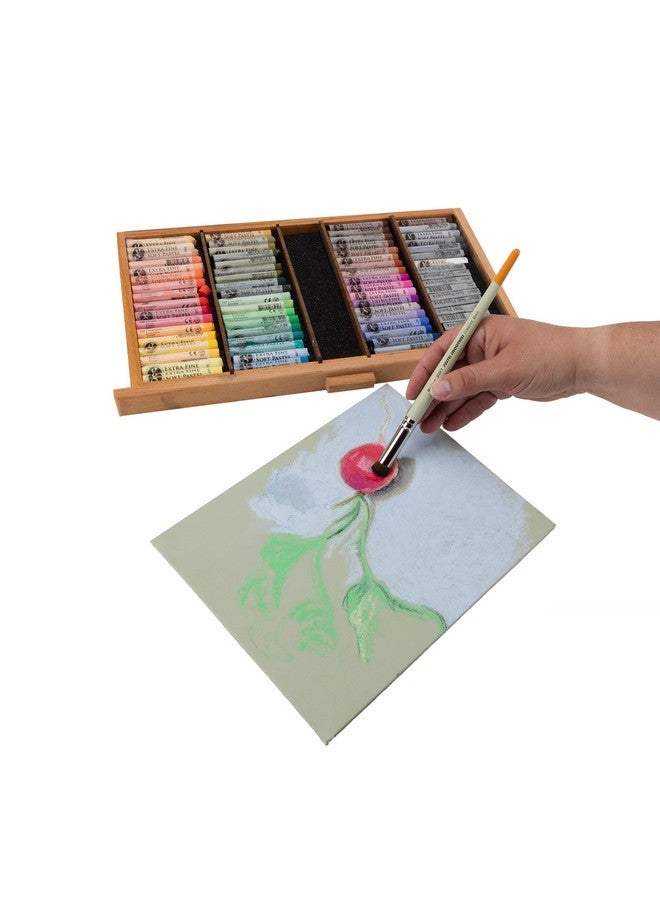 كرييتف مارك فرشاة ألوان باستيل سموذيز من كريتيف مارك - فرشاة رسم لمزج ألوان الباستيل، شعيرات وشعر نايلون لمزج الألوان على الأسطح الخشنة، بمقبض قصير ومقابض خشبية مطلية - [ناعمة | مجموعة من 3 قطع] - Image 2