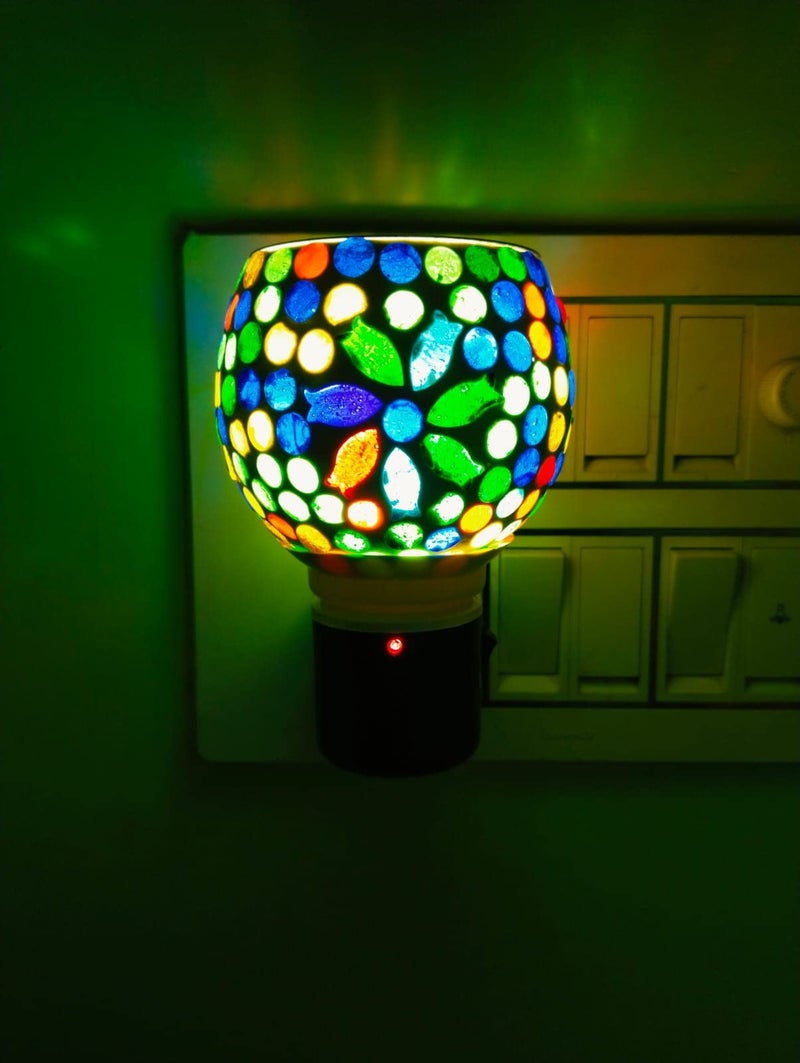 SHREE HANS CREATION Ceramic Aroma Diffuser Kapoor Dani Cum Night Lamp Multi Functional Essential Oil Camphor Burner for Fragrance with Switch On/Off Button for Heating Multi Color - Image 3