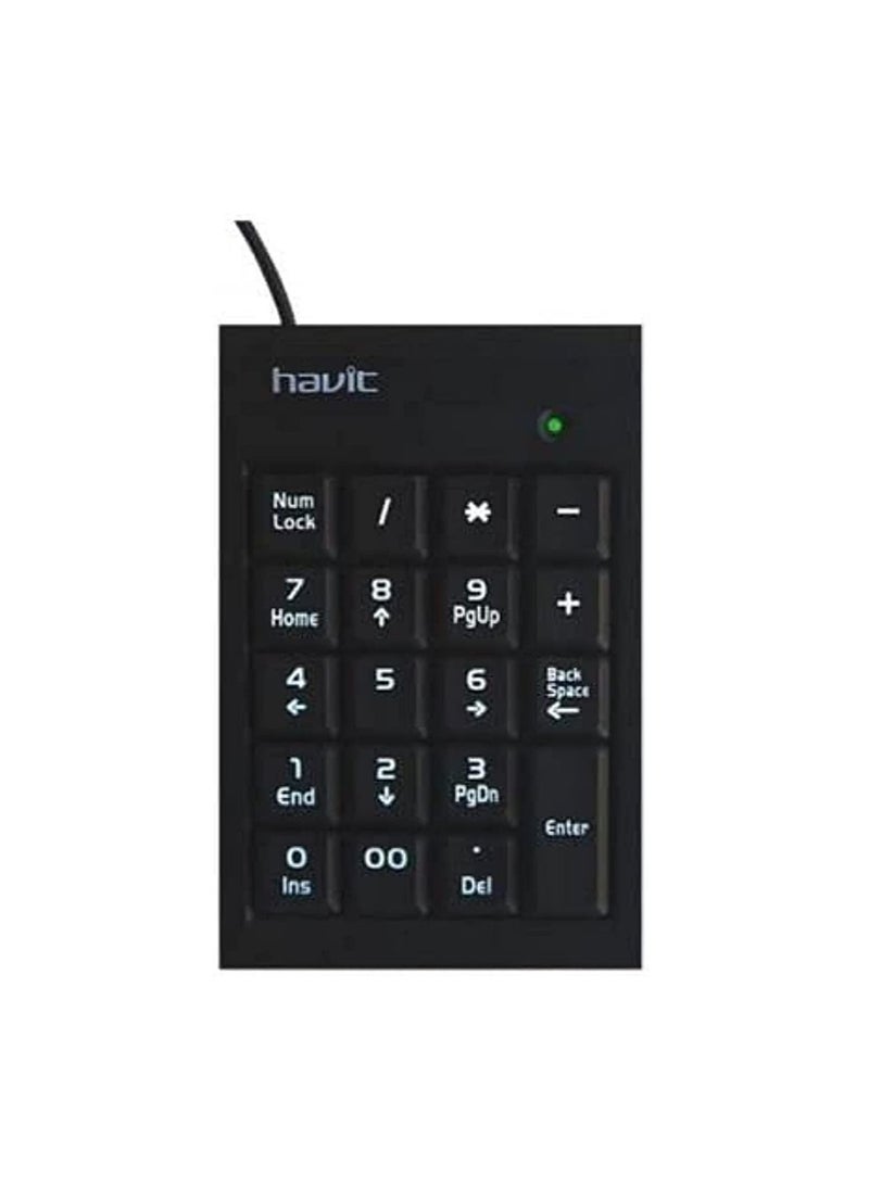havit - Havit HV-NK01 Numeric Keypad 19 Keys Plug included USB Cable - Black - Image 1