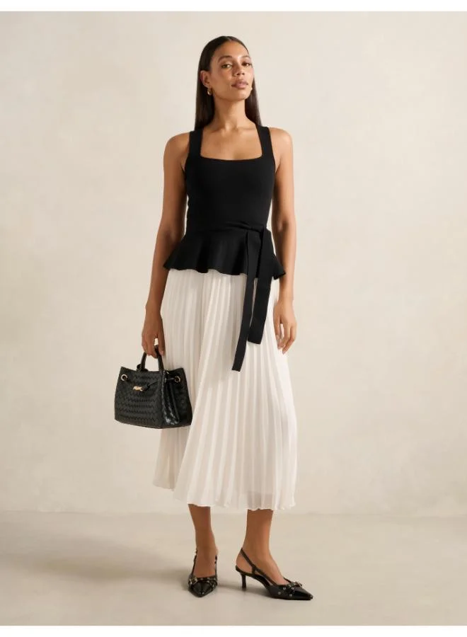 Peony Pleat Mixed Dress