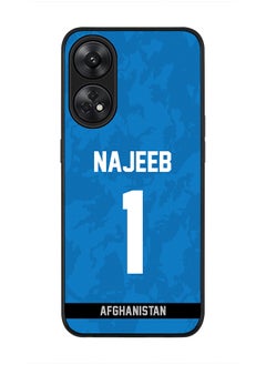 Rugged Black Edge Case for Reno 8T 4G, Slim fit Soft Case Flexible Rubber Edges Thin Cover - Player Name - Najibullah Zadran, Jersey Number- 1