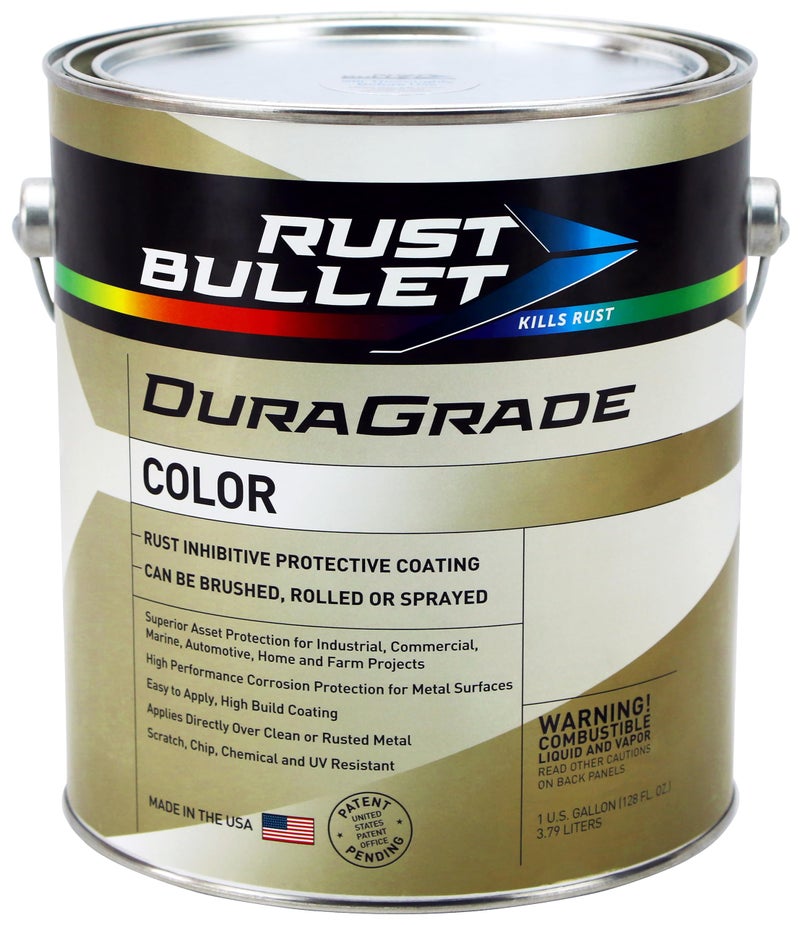 طلاء مقاوم للصدأ RUST BULLET DuraGrade لون أسود 1 جالون تقنية متقدمة للتحكم في التآكل مثبط للصدأ طلاء واقي التصاق استثنائي مقاوم للأشعة فوق البنفسجية