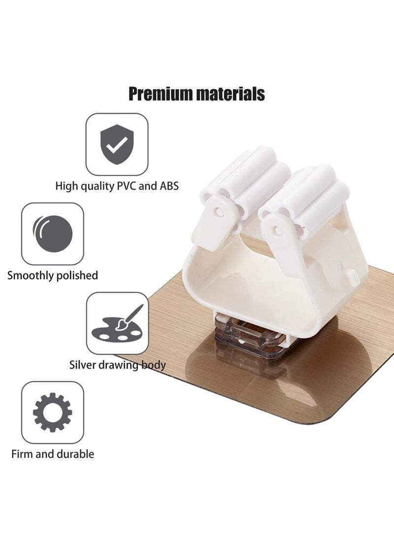 DOUGEI 6-Pack Mop Holder, No-Drill Installation Self Adhesive Hooks, Anti Slip Broom Hanger Hooks, Wall Mount Storage Tools, Organizer for Bathroom/Kitchen/Toilet/Garage Gadget  - Image 2