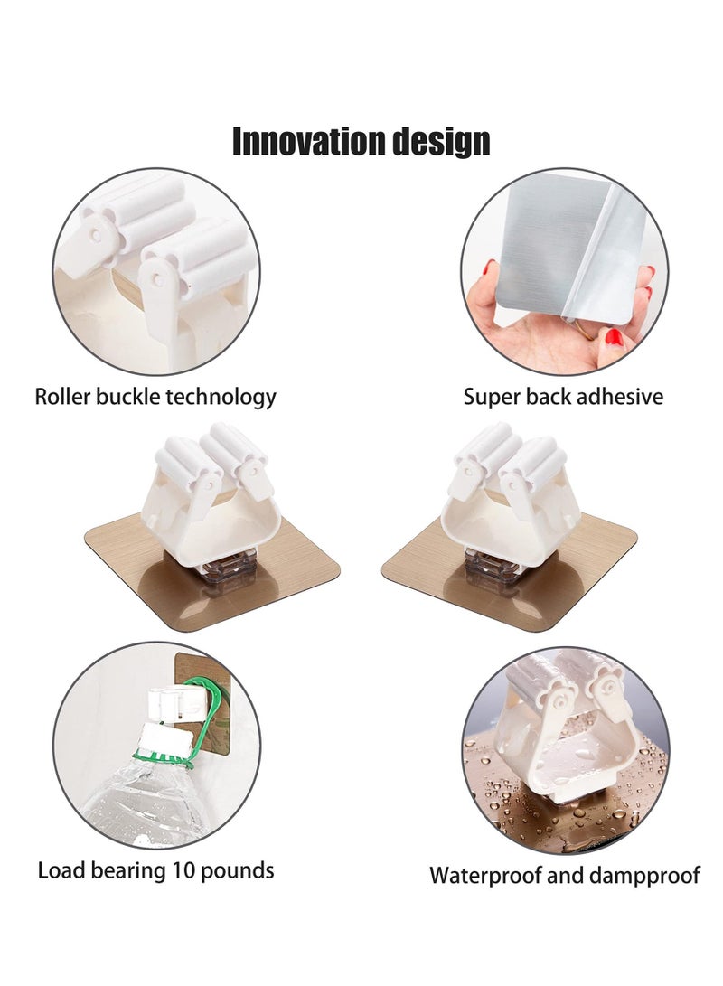 DOUGEI 6-Pack Mop Holder, No-Drill Installation Self Adhesive Hooks, Anti Slip Broom Hanger Hooks, Wall Mount Storage Tools, Organizer for Bathroom/Kitchen/Toilet/Garage Gadget  - Image 3