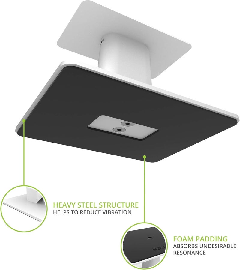 Kanto SP6HD Desktop Speaker Stands for Medium/Large Bookshelf Speakers & Mid-Size/Full-Size 4”-7” Studio Monitors | 6" Tall | White | Pair - Image 4