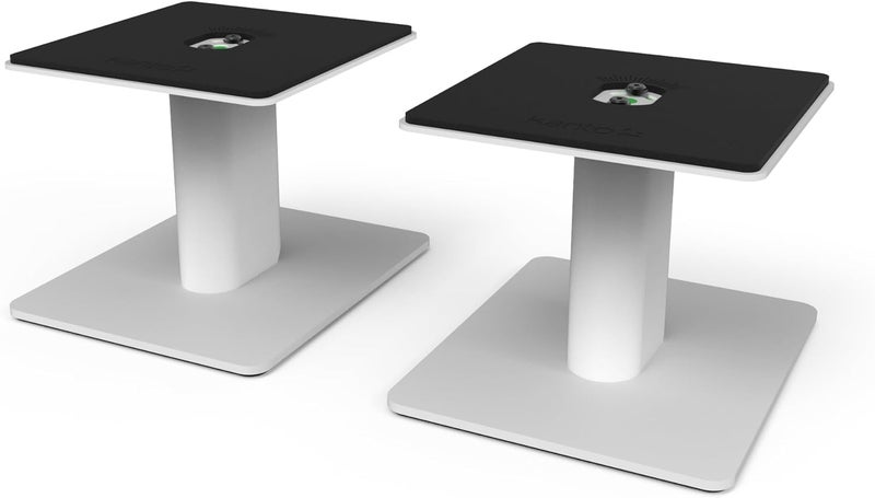 Kanto SP6HD Desktop Speaker Stands for Medium/Large Bookshelf Speakers & Mid-Size/Full-Size 4”-7” Studio Monitors | 6" Tall | White | Pair - Image 1
