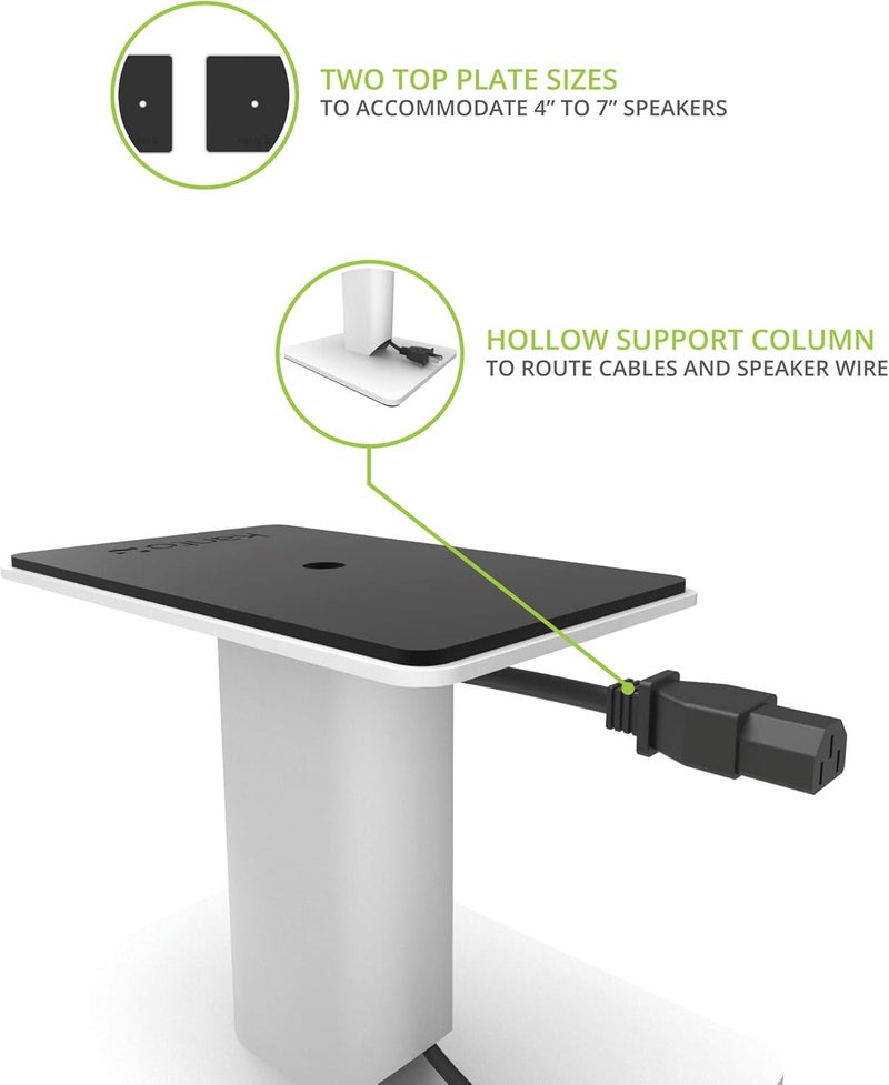 Kanto SP6HD Desktop Speaker Stands for Medium/Large Bookshelf Speakers & Mid-Size/Full-Size 4”-7” Studio Monitors | 6" Tall | White | Pair - Image 3