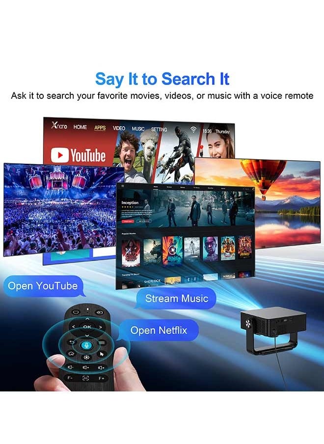 Xnano - 4K Projector with WIFI 6 and Bluetooth, 300ANSI Smart Projector with Auto Keystone Protable Projectors Home Theater Movie Outdoor Mini Projector - Image 1