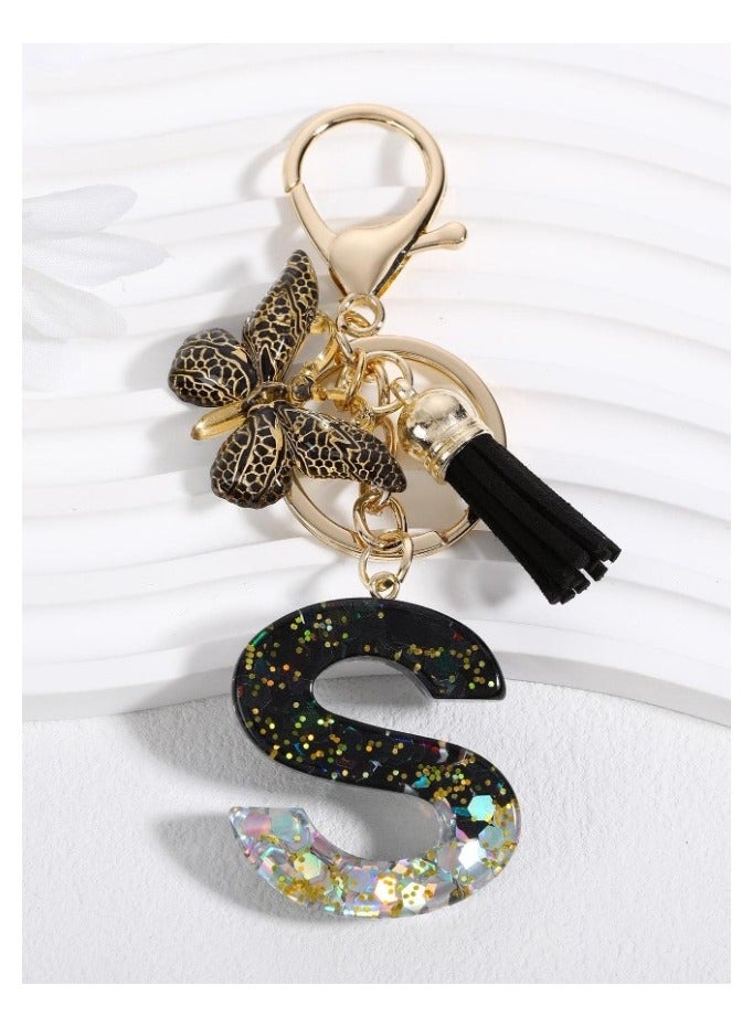 Butterfly and letter S car key chain - Image 1