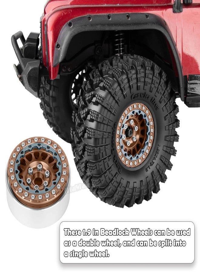 BRCatWPark RC 1.9 Dually Beadlock Wheels Rims w/Adjustable Offset for 1/10 TRX4 TRX6 SCX10 SCX10 II 90046 SCX10 III AXI03007 SCX10 Pro Gen7/8 D90 VS4-10 MST CFX RC Crawler Car,4Pcs Alloy Rims,Bronze - Image 3