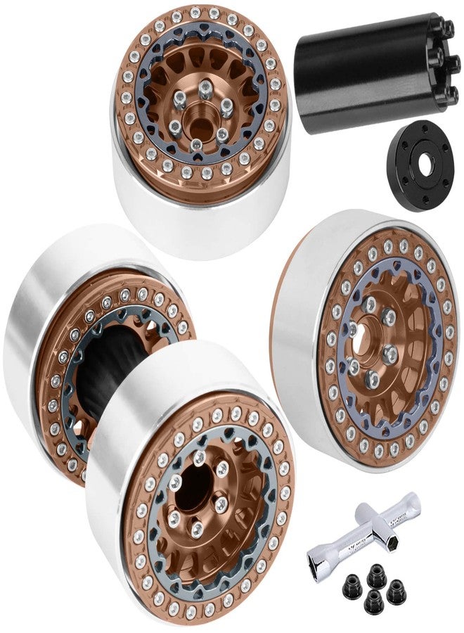 BRCatWPark RC 1.9 Dually Beadlock Wheels Rims w/Adjustable Offset for 1/10 TRX4 TRX6 SCX10 SCX10 II 90046 SCX10 III AXI03007 SCX10 Pro Gen7/8 D90 VS4-10 MST CFX RC Crawler Car,4Pcs Alloy Rims,Bronze - Image 1