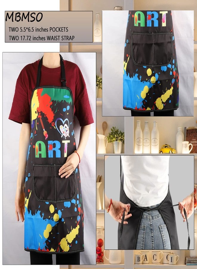 MBMSO Painting Artist Apron with Pockets Artist Painter Gifts Art Lover Gift for Art Teacher Student Painter Apron Waterproof (Love Art apron-black) - Image 3