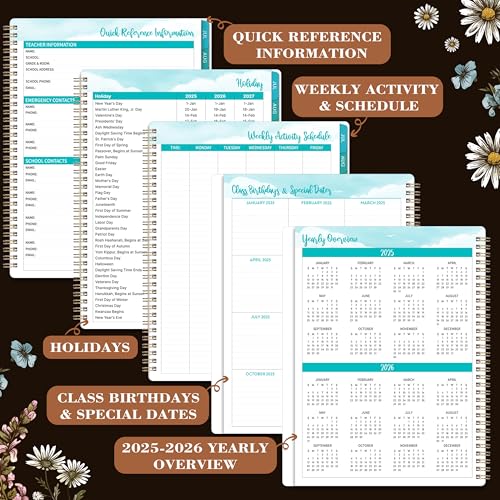 Tersus 2025-2026 Teacher Planner, Lesson Planner 2025-2026, 8.5" x 11", Jul. 2025 - Jun. 2026, Colorful Monthly Tabs, Inner Pocket - Image 5