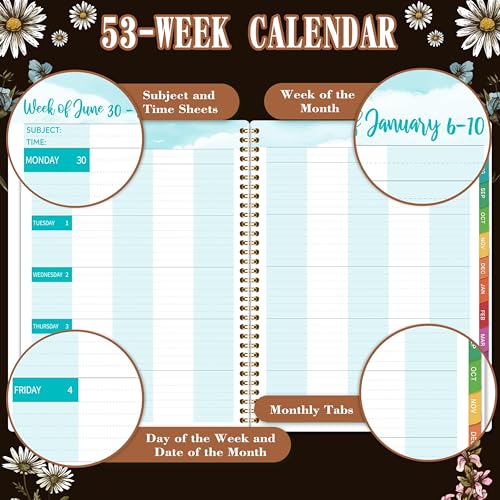 Tersus 2025-2026 Teacher Planner, Lesson Planner 2025-2026, 8.5" x 11", Jul. 2025 - Jun. 2026, Colorful Monthly Tabs, Inner Pocket - Image 4