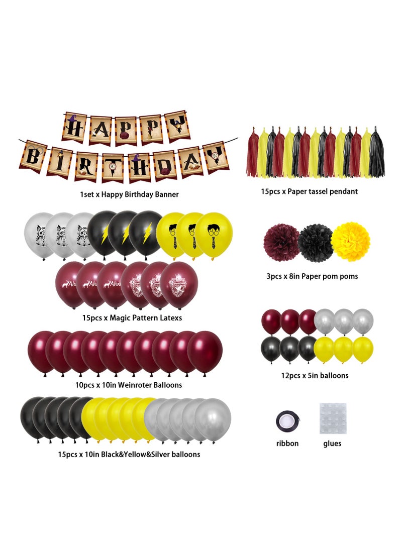 Magic Wizard School Balloons Garland Kit, 105 Pcs Burgundy Black Gold Balloon Arch Wizard Birthday Banner for Kids Birthday Party Baby Shower for Boys Girls Magic Wizard School Theme Party Decoration - Image 2