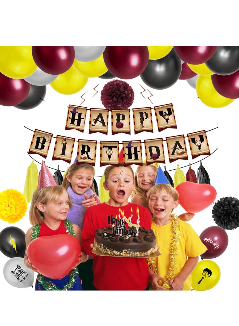 Magic Wizard School Balloons Garland Kit, 105 Pcs Burgundy Black Gold Balloon Arch Wizard Birthday Banner for Kids Birthday Party Baby Shower for Boys Girls Magic Wizard School Theme Party Decoration - Image 5