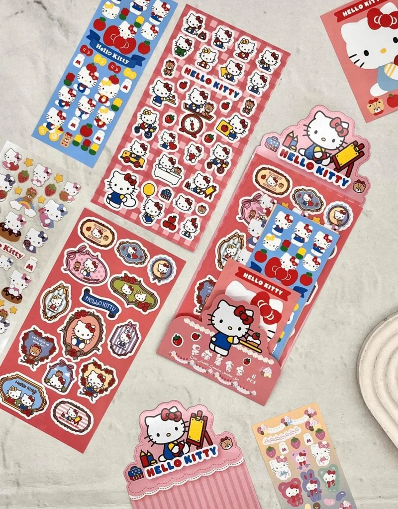 Kağıt Gemi Dükkan Paper Ship Shop Sanrio Hello Kitty Character 6 Sheets Sticker Bullet Journal Decal