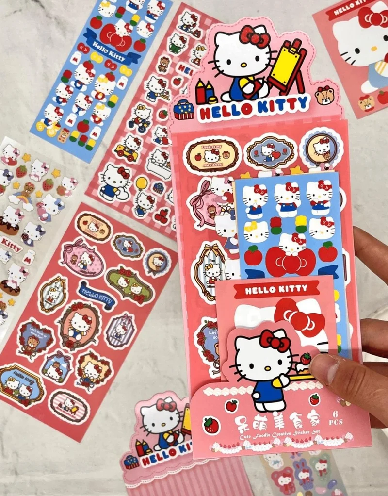 Kağıt Gemi Dükkan Paper Ship Shop Sanrio Hello Kitty Character 6 Sheets Sticker Bullet Journal Decal