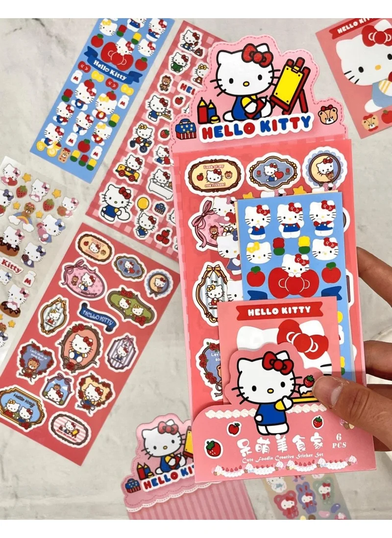 Kağıt Gemi Dükkan Paper Ship Shop Sanrio Hello Kitty Character 6 Sheets Sticker Bullet Journal Decal