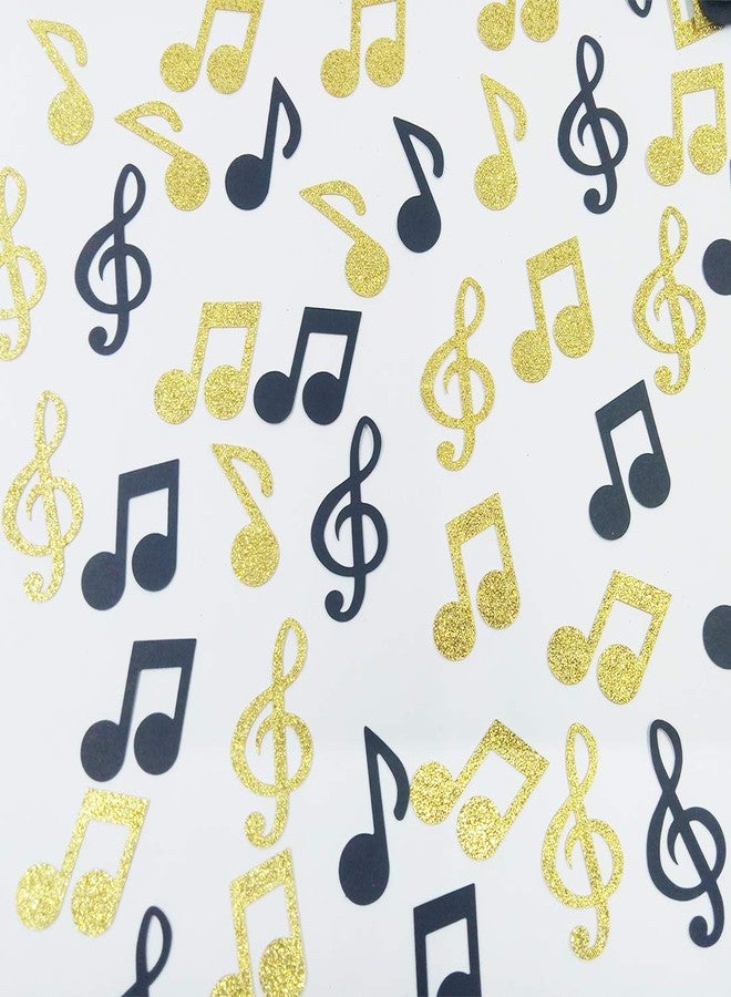 Morndew 120 PCS Black and Gold Glitter Music Note Confetti for Music, Rock Star, Baby Shower, Wedding Party Decorations - Image 1