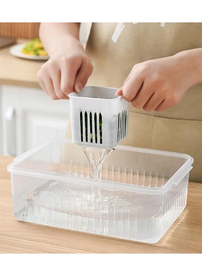 Stewit صناديق تخزين الثلاجة ستيويت حاويات تخزين الفريزر، حاوية لمجموعة تخزين المطبخ، تخزين في المطبخ، تخزين الخضار، صندوق طعام مبرد لتصريف الرطوبة - Image 2