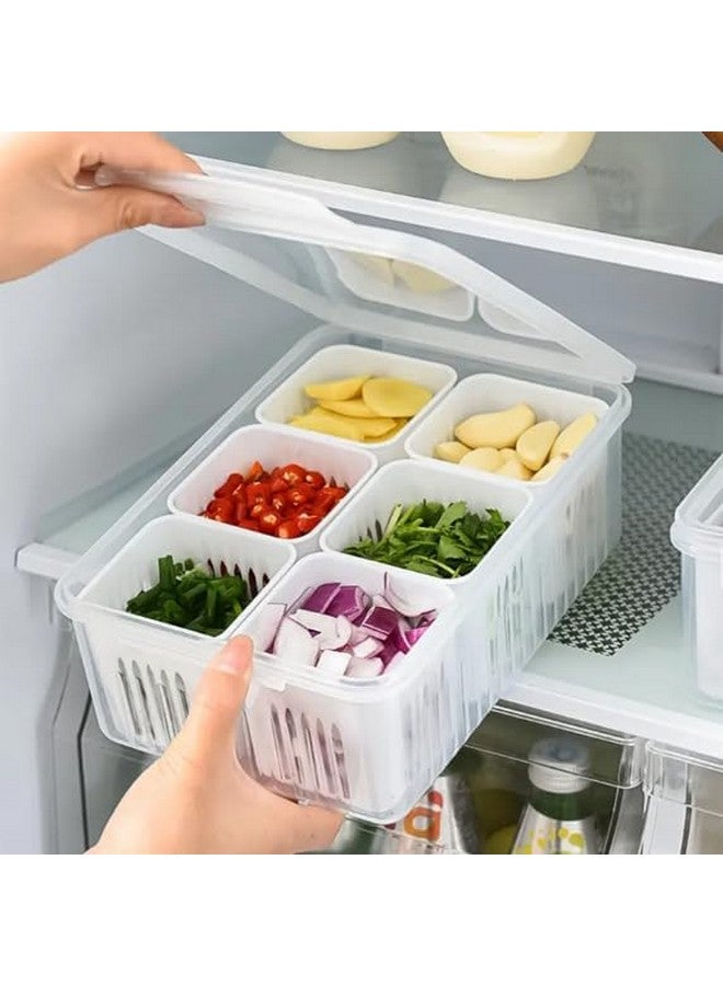 Stewit صناديق تخزين الثلاجة ستيويت حاويات تخزين الفريزر، حاوية لمجموعة تخزين المطبخ، تخزين في المطبخ، تخزين الخضار، صندوق طعام مبرد لتصريف الرطوبة - Image 1