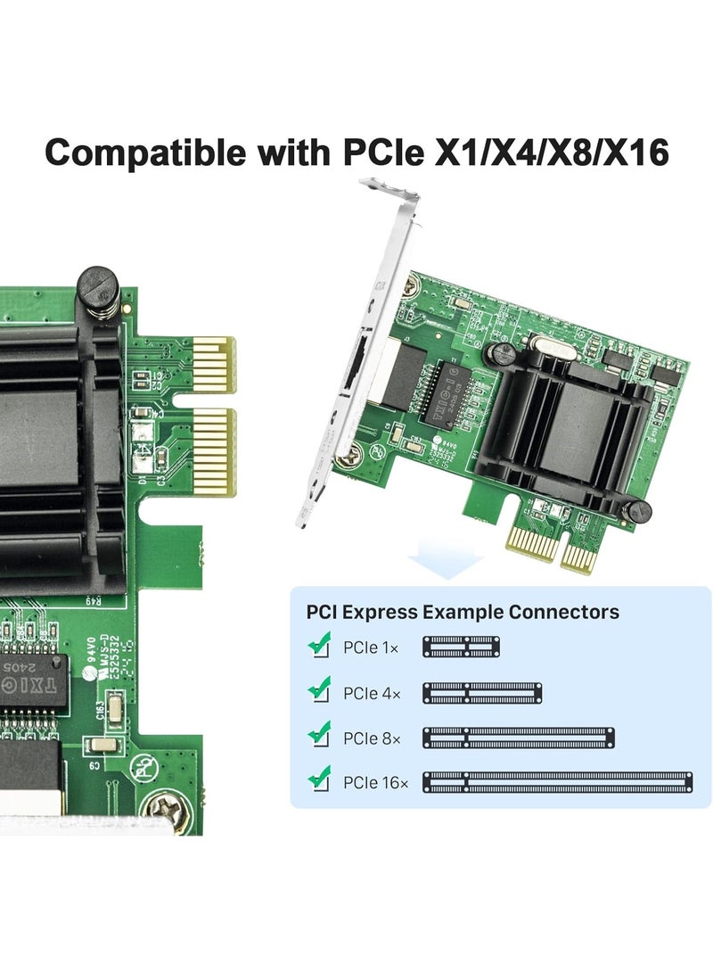 محول شبكة سطح مكتب PCIe جيجابت - شريحة 82574L، منفذ RJ45 واحد، بطاقة LAN إيثيرنت PCI Express بسرعة 1 جيجابت للثابت Windows و Linux - Image 3