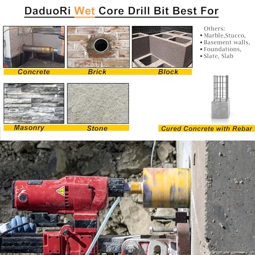 DaduoRi 2 Inch Wet Core Drill Bits, DaduoRi 2" Core Bit for Concrete, 14" Drilling Depth, 1-1/4"-7 Thread Diamond Core Bit for Cured Concrete with Rebar, Hard Masonry, Brick Block, Stucco, Stone (51mm) - Image 5