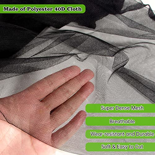 RGQSUN 39x10Ft Mosquito Netting Garden Mesh Netting,Fly Bird Net Barrier Hunting Blind Plant Protecting Net, 3x12m Black - Image 3