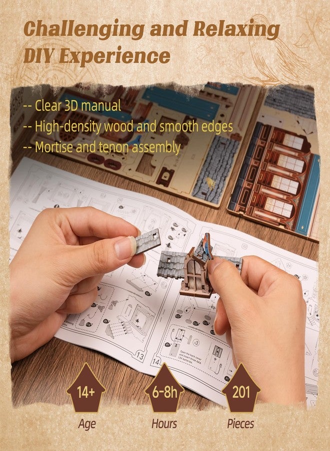 FUNPOLA 3D Wooden Puzzle Miniature House with Cuckoo Sound, DIY Mechanical Cuckoo Clock Model kit Home Décor for Display, Unique Craft Gift for Adults and Teens (Cuckoo House) - Image 4