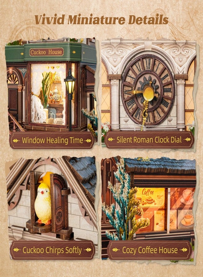 FUNPOLA 3D Wooden Puzzle Miniature House with Cuckoo Sound, DIY Mechanical Cuckoo Clock Model kit Home Décor for Display, Unique Craft Gift for Adults and Teens (Cuckoo House) - Image 3